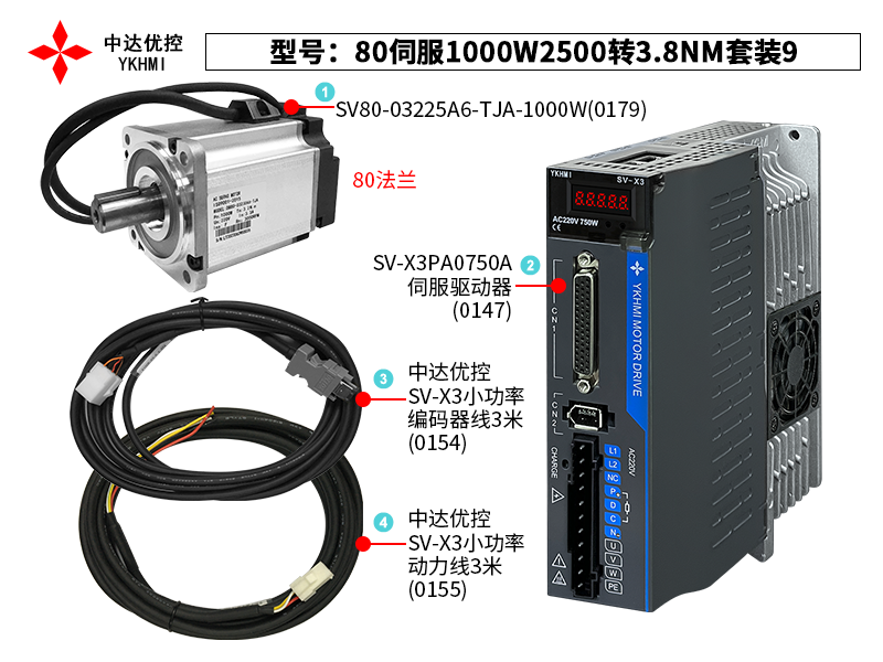 80伺服1000W2500转3.8NM套装9