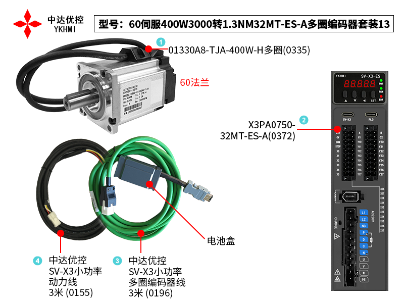 60伺服400W3000转1.3NM32MT-ES-A多圈编码器套装13(0372)
